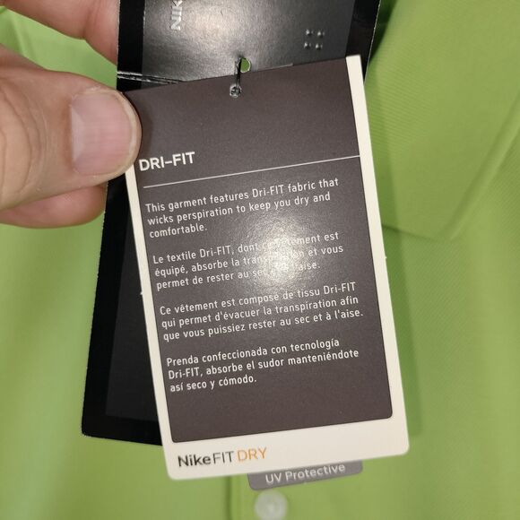 Nike Golf Polo Shirt Men Large Lime Green Short Sleeve Dri Fit Casual Swoosh NEW - Picture 6 of 15